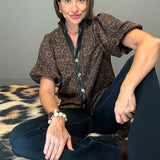 SHE'S ALL CLASS ANIMAL PRINT LEATHER DETAIL TOP