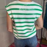 MODERN LINES SEQUIN STRIPED TOP