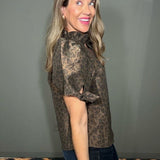CALL OF THE WILD ANIMAL PRINT PUFF SLEEVE TOP