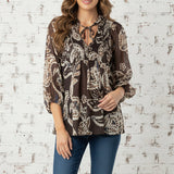 OCEAN FRONT ABSTRACT PRINT BLOUSE