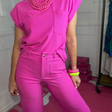 ALWAYS ON THE GO MAGENTA TOP