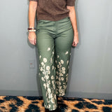 FLORAL GETAWAT OLIVE PRINT PANTS