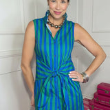 STRIPE AFFAIR COTTON MINI DRESS
