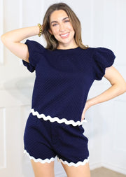 ALL TIME FAVORITE RIC RAC NAVY TOP