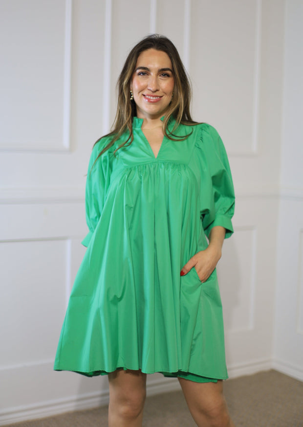 PALM LEAVES & SUNSHINE GREEN DRESS