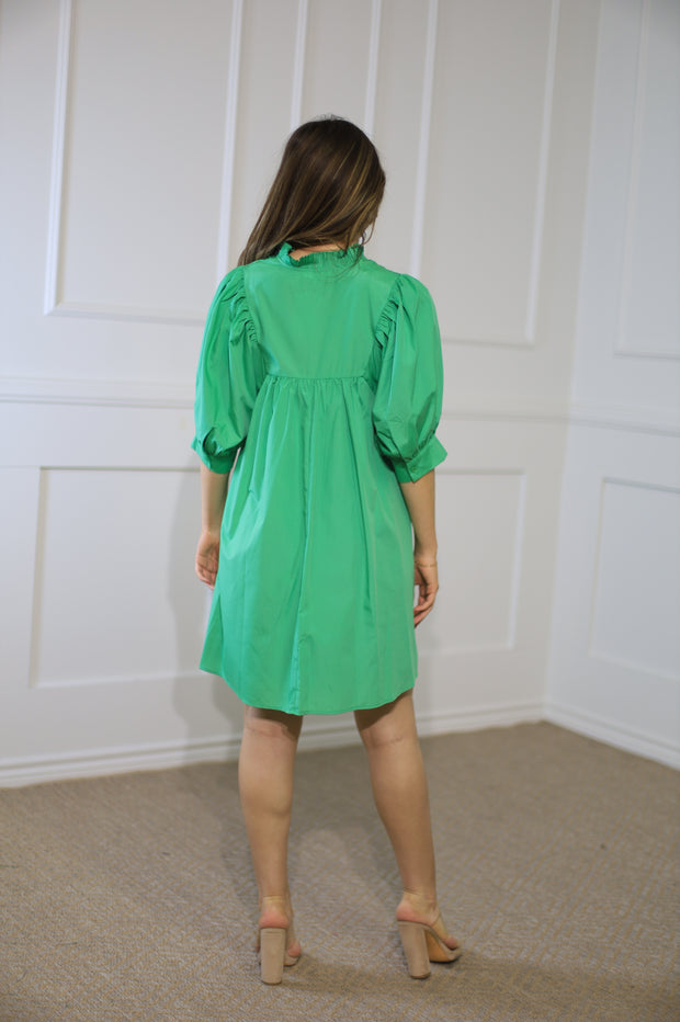 PALM LEAVES & SUNSHINE GREEN DRESS