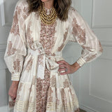 UNCLE FRANK METALLIC TRIM PAISLEY DRESS