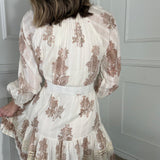 UNCLE FRANK METALLIC TRIM PAISLEY DRESS