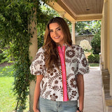 SUNSHINE NEEDED BUTTON FRONT FLORAL TOP
