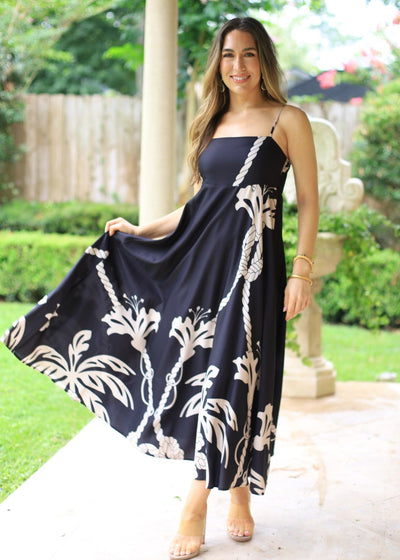 PARADISE PATH BLACK FLORAL MAXI DRESS
