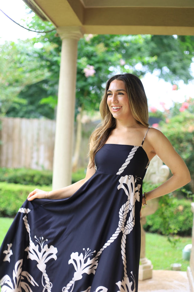 PARADISE PATH BLACK FLORAL MAXI DRESS