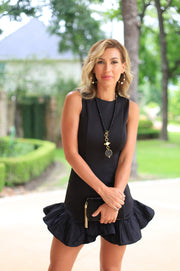 THESE ARE THE DAYS BLACK PLEATED MINI DRESS
