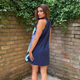 OCEAN TIDES BLUE EMBROIDERED DRESS