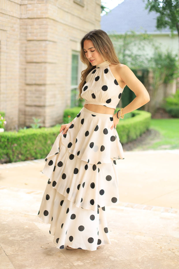 PURE RADIANCE POLKA DOT HALTER SET