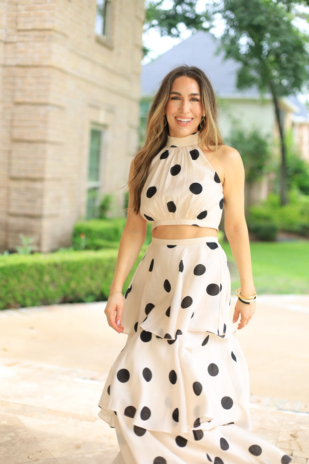 PURE RADIANCE POLKA DOT HALTER SET