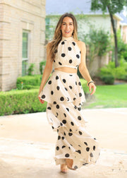 PURE RADIANCE POLKA DOT HALTER SET