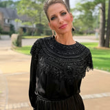 GLAM NIGHT OUT BLACK SEQUIN BLOUSE