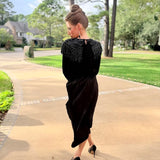GLAM NIGHT OUT BLACK SEQUIN BLOUSE