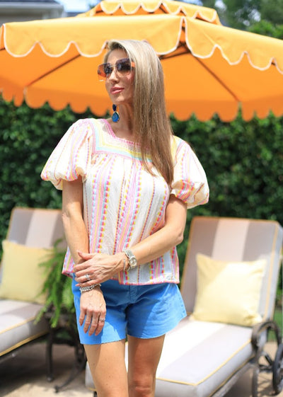 FIESTA ON THE SQUARE EMBROIDERED BLOUSE