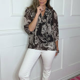 OCEAN FRONT ABSTRACT PRINT BLOUSE