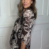 OCEAN FRONT ABSTRACT PRINT BLOUSE