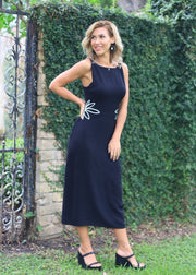 BUNGALOW VIEWS BLACK EMBROIDERED DRESS
