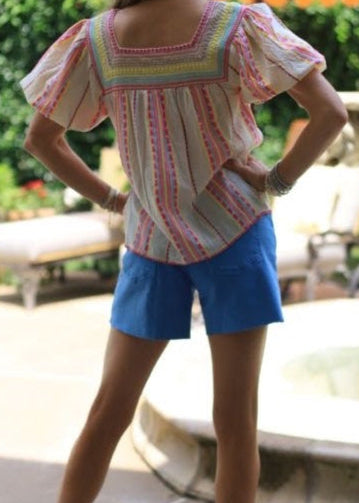 FIESTA ON THE SQUARE EMBROIDERED BLOUSE