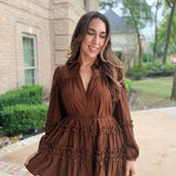 ALL THE CHARM RUFFLE FLOWY SHIRT DRESS