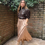 VIP LIST BROWN FAUX LEATHER SHIRT