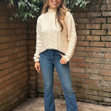 COZY BOBBLE TRIM TURTLE NECK SWEATER