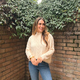 COZY BOBBLE TRIM TURTLE NECK SWEATER