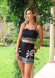 FIRST CLASS MOMENT EMBROIDERY DETAIL SHORT SET
