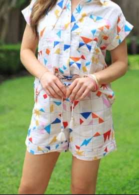 PICNIC PLANS GEOMETRIC PRINT SHORTS
