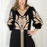 POLISHED AND POISED BAROQUE FLORAL DRESS