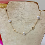 KATHRYN PEARL & GOLD DISC NECKLACE