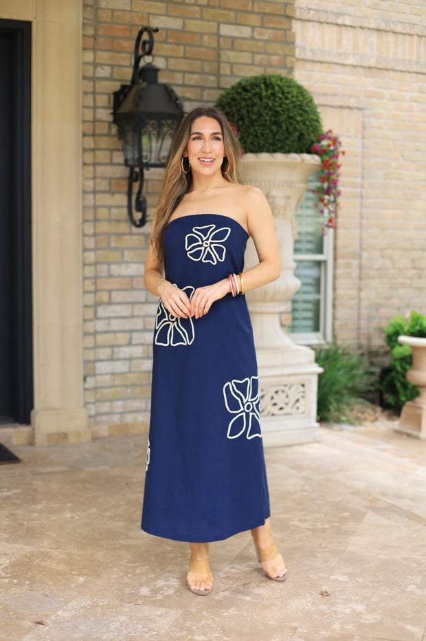 COME SAIL AWAY STRAPLESS MAXI DRESS