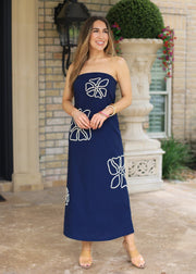 COME SAIL AWAY STRAPLESS MAXI DRESS