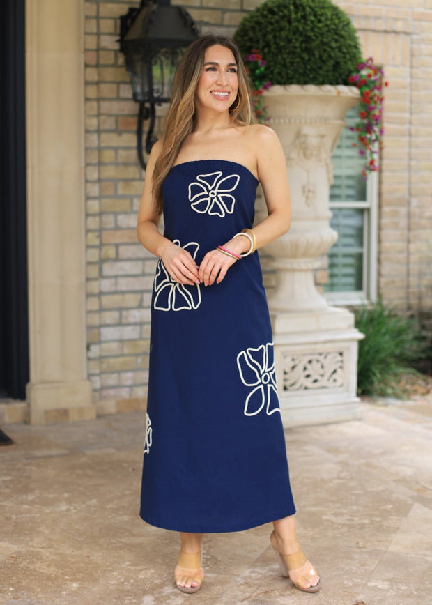 COME SAIL AWAY STRAPLESS MAXI DRESS