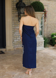 COME SAIL AWAY STRAPLESS MAXI DRESS