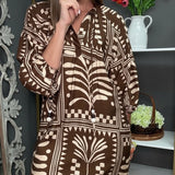 BOHO MUSE CHOCOLATE SCRIPT DRESS