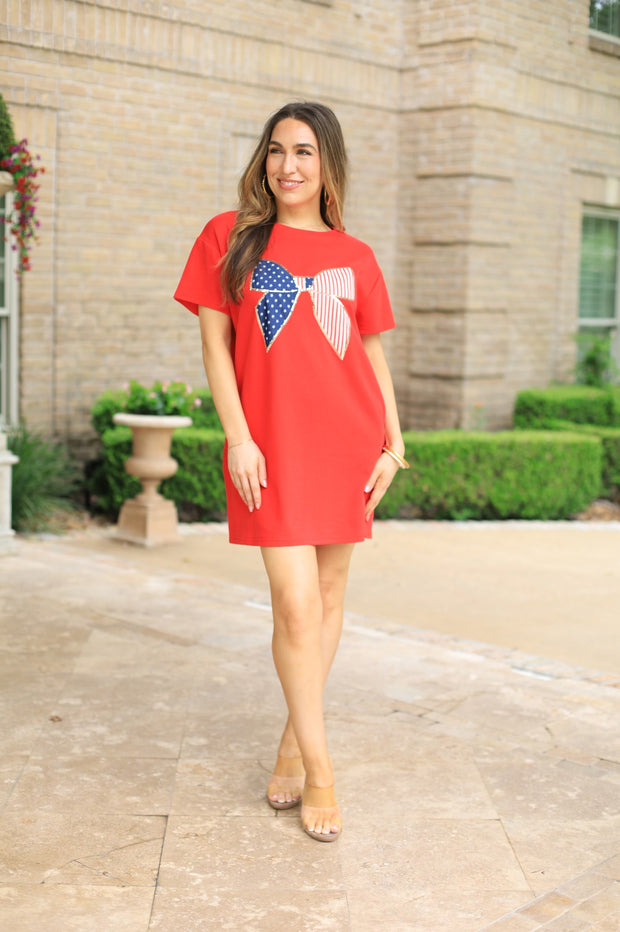 STARS & STRIPES RED KNIT DRESS