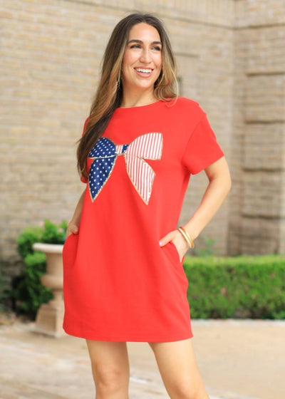 STARS & STRIPES RED KNIT DRESS