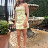ANTIQUE EUROPEON FLORAL JAQUARD MINI DRESS