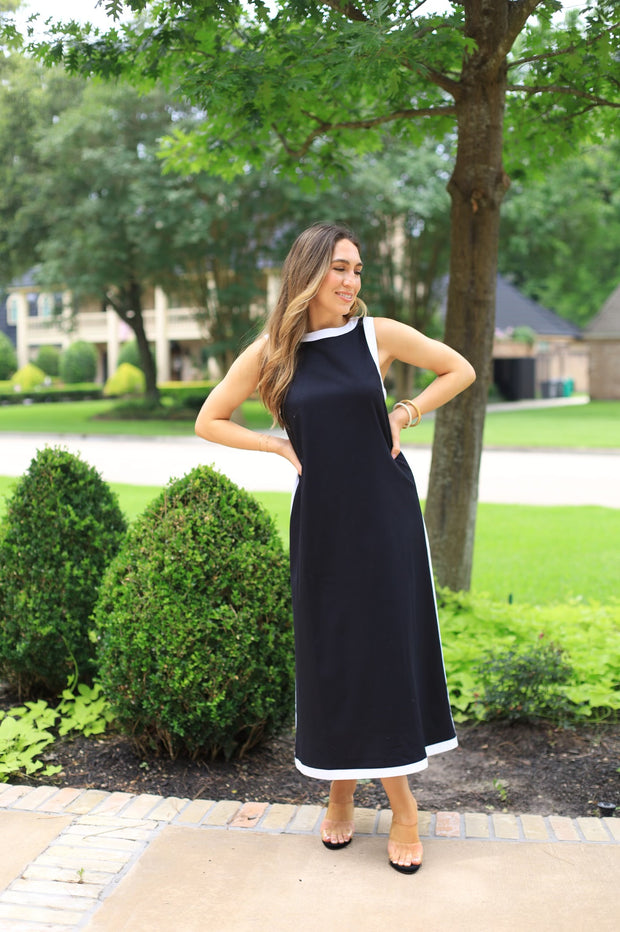 BEACHSIDE BLISS LINEN BLEND SLEEVELESS MAXI DRESS