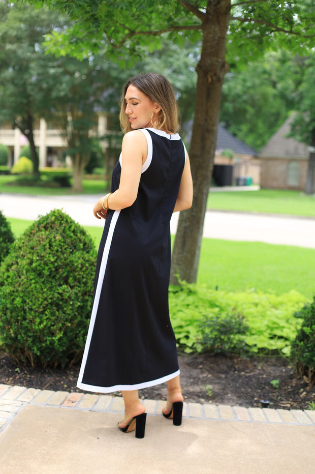 BEACHSIDE BLISS LINEN BLEND SLEEVELESS MAXI DRESS