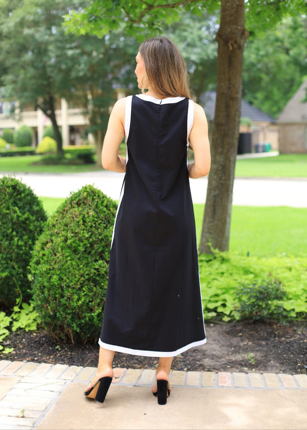 BEACHSIDE BLISS LINEN BLEND SLEEVELESS MAXI DRESS