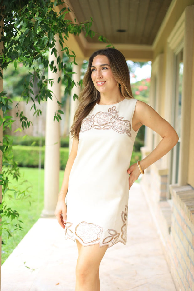 SUNDAY MORNINGS CUT OUT FLORAL SHIFT DRESS