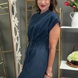 AROUND TOWN CHAMBRAY MINI DRESS