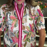 STAY CONNECTED FLORAL SATIN TOP