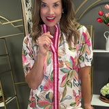 STAY CONNECTED FLORAL SATIN TOP